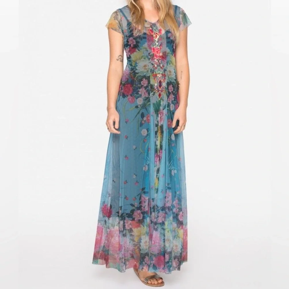 Johnny Was Multicolor Floral Maxi Dress - Picture 1 of 11